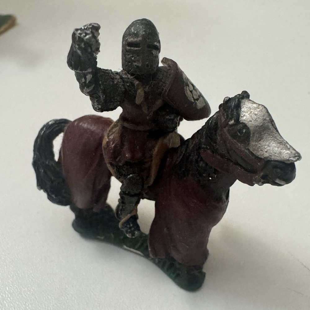 vintage Essex medieval knight and horse cast metal miniature figure figurine